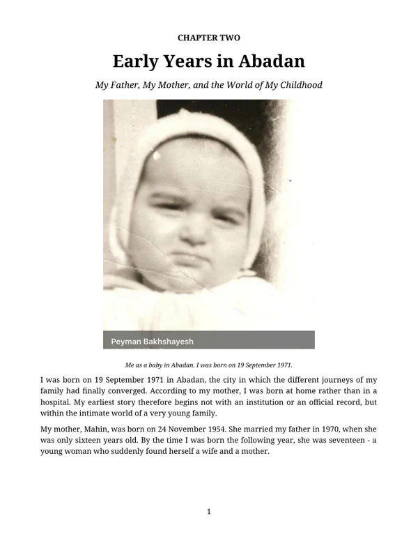 Cover of Chapter Two: Early Years in Abadan